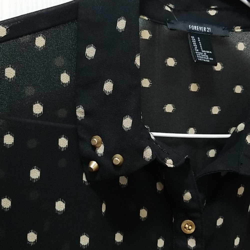 3/$6  Forever 21 black sheer blouse sz S - Picture 4 of 6